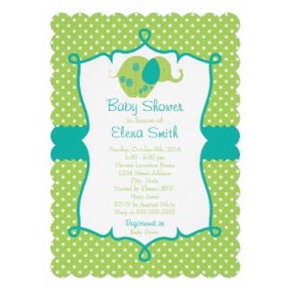 Blue & Lime Polka Dot Elephant Baby Shower
