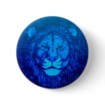 Blue Lion Portrait Button Badge by we_the_animals Blue Lion Portrait Button Badge