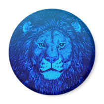 Blue Lion Portrait Magnet magnets