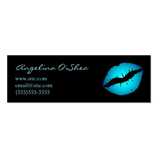 Blue Lipstick Skinny Business Card (front side)
