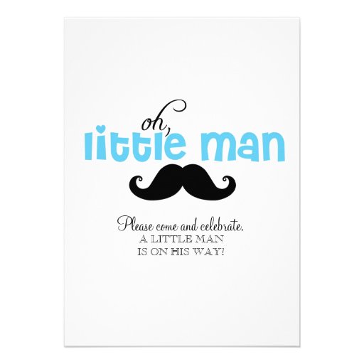 Blue Little Man Mustache Baby Shower Invitations
