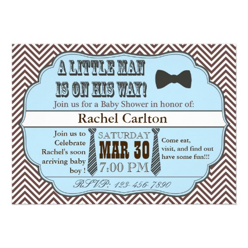 Blue Little Man Ties Baby Shower Invitations