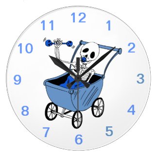 Blue Little Skeleton Nursery Wall Clocks