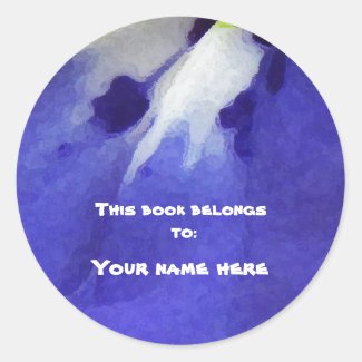 Blue Lobelia Bookplate Round Stickers