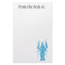 Blue lobster note paper custom stationery