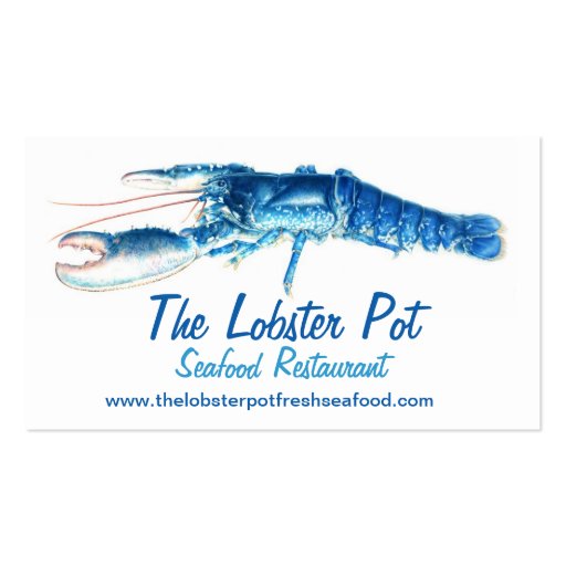 Blue lobster seafood restaurant business card (front side)