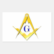 Blue Lodge Square & Compasses Rectangle Stickers