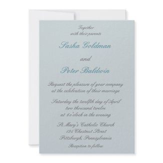 Blue Lotus Floral Wedding Invitation