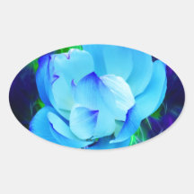 Blue lotus flower and its meaning oval stickers