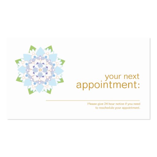 Blue Lotus Health and Wellness Appointment Card Business Cards (front side)