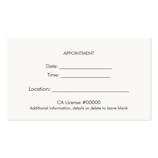 Blue Lotus Holistic Alternative Appointment Card Business Card Template (back side)