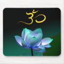 Blue Lotus in full bloom with Om, mousepad by Zen_Shop Blue Lotus in full bloom with Om, mousepad