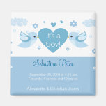 Blue Love Birds Baby Birth Announcement Refrigerator Magnet