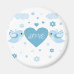 Blue Love Birds Heart Baby Fridge Magnets