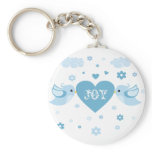 Blue Love Birds Heart Baby Keychains