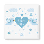 Blue Love Birds Heart Baby Magnet
