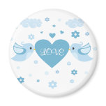 Blue Love Birds Heart Baby Fridge Magnets