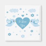Blue Love Birds Heart Baby Magnet