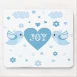 Blue Love Birds Heart Baby Mouse Mat