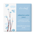 Blue Love Birds Spring Flowers Baby Announcement magnets by Ruxique Blue Love Birds Spring Flowers Baby Announcement magnets