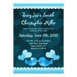 Blue Love Birds Wedding 5x7 Portrait Invitation