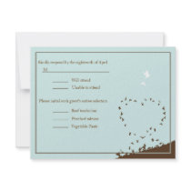 Blue love birds wedding RSVP invitations by theonedesigns Blue love birds wedding RSVP invitations