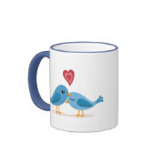 Blue love birds with heart mug