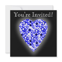 Blue Love Heart! Playing Card Pattern! invitations