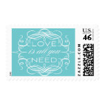 Blue Love Postage Calligraphy