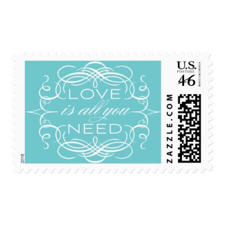 Blue Love Postage Calligraphy stamp
