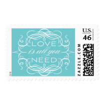 Blue Love Postage Calligraphy
