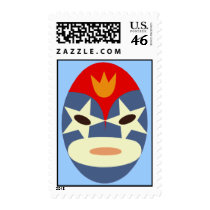 Blue Lucha Libre Mask Postage