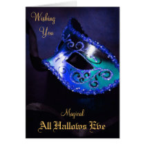 Blue Magical Masquerade Halloween Card