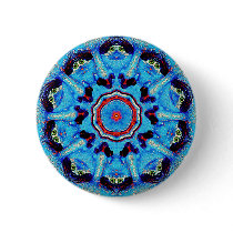 Blue Man Mandala Button