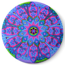 Blue Mandala Fashion Button Jewelry Broach Pin