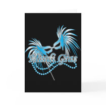 Blue Mardi Gras Mask Greeting Card