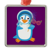 Blue Mardi Gras Penguin Ornament ornaments
