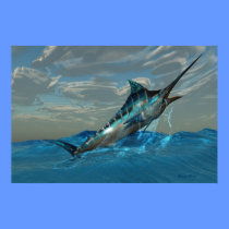 Blue Marlin Jump Print posters