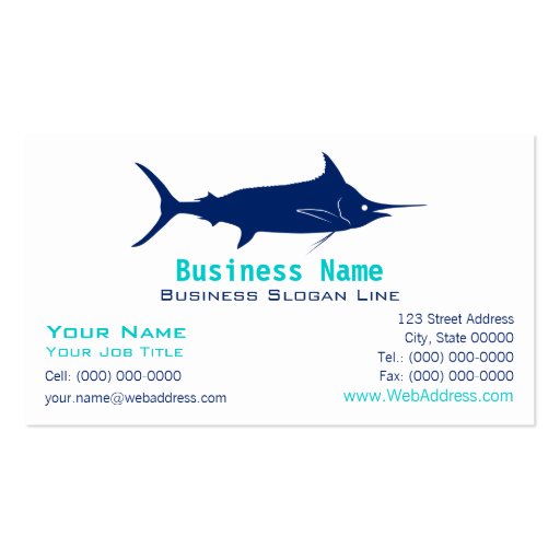 Blue Marlin Silhouette Business Card (front side)
