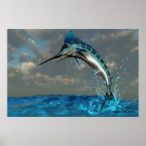 marlin, game, fish, underwater, water, sailfish, ocean, sea, creature, hunt, swordfish, reef, billfish, animal, background, beautiful, blue, coral, concept, conceptual, escape, exploration, flee, flying, free, freedom, isolated, motion, move, life, splash, splashing, swim, tropical, saltwater, sport, fishing, image, picture, illustration, Poster with custom graphic design