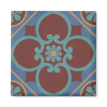 Blue Maroon Tile magnets