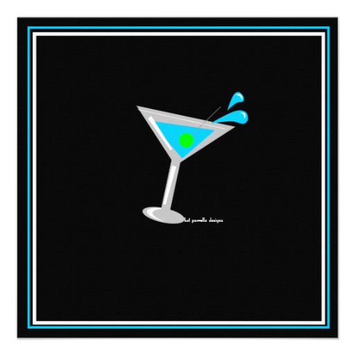Blue Martini Cocktail Party Invitation