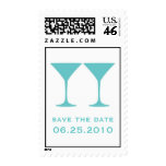 Blue martini save the date wedding postage