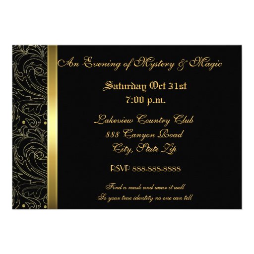 Blue Mask Masquerade Ball Halloween Invitation
