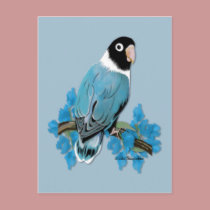 Blue Masked Lovebird Postcard by KandeeK9Designs Blue Masked Lovebird Postcard