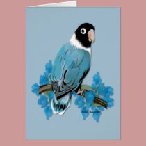 Blue Masked Lovebirds Card