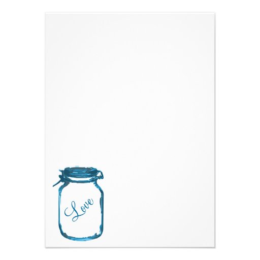 Blue Mason Jar Country Rustic Wedding Invitations