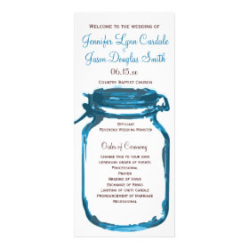 Blue Mason Jar Country Wedding Programs Custom Rack Cards