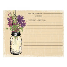 Blue Mason Jar Recipe Card