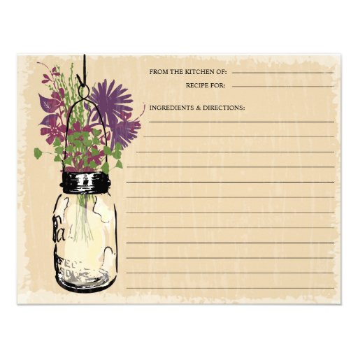 Blue Mason Jar Recipe Card